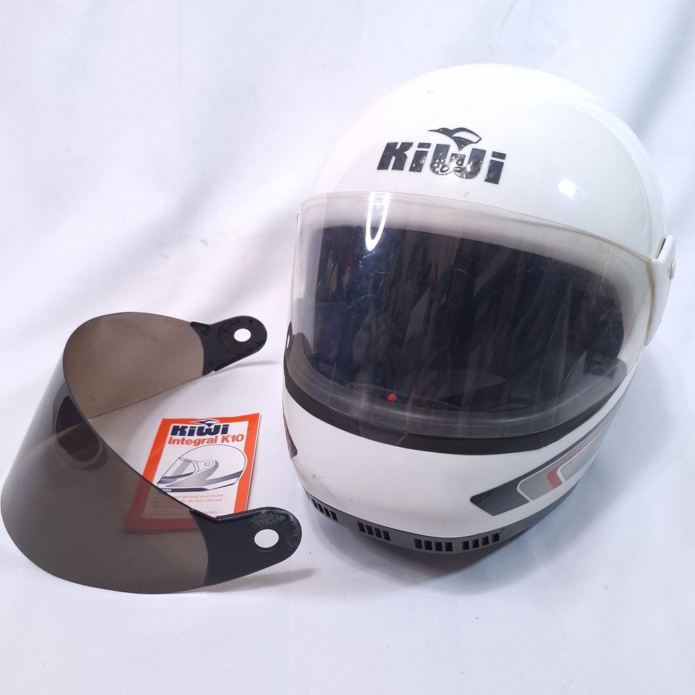 Vtg Kiwi Integral K10 Full Face Motorcycle Helmet M White Swiss Made DOT